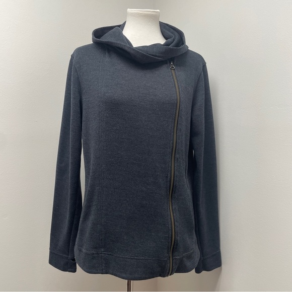 Women's Asymmetrical Zip Gray Jacket - Picture 2 of 16